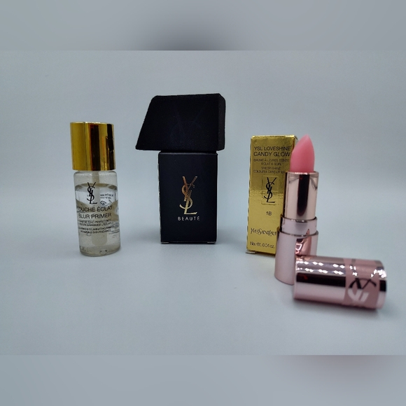 YSL Candy Glow Lip Balm 1B + Touche Éclat Blur Primer + YSL Beauty Sponge Set - Picture 2 of 9